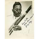 H012. Boaz Piller, bass clarinetist in BSO, early 1930s. The inscription, in French, reads: “For Ruth, best wishes”